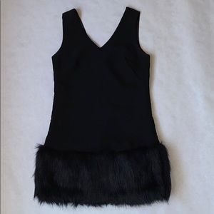 Soloiste Black Faux Fur Dress